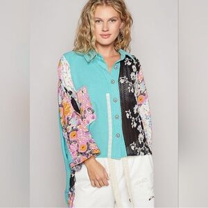 POL Pink and Blue Button Down Shirt